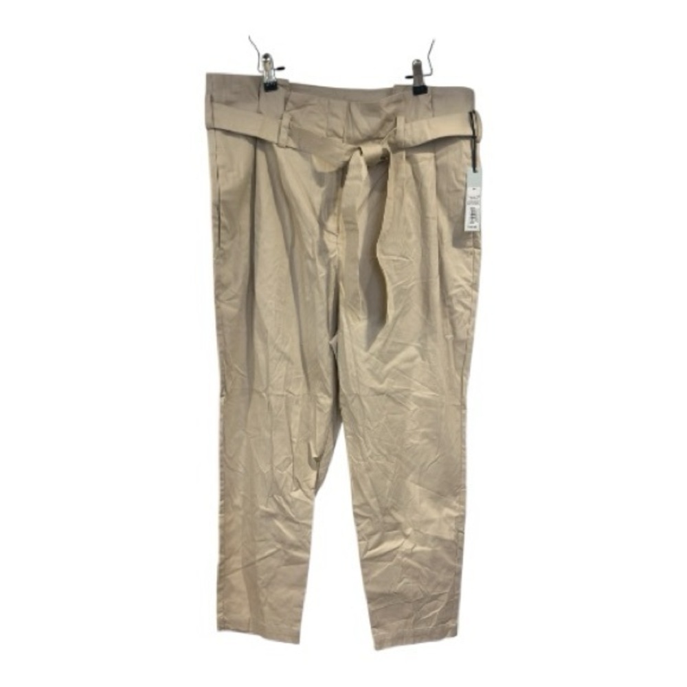 Prologue Womens Paperbag Waist Tapered Pants Cement Beige Size 14 New With Tags